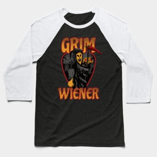 Spicy Grim Wiener and His Creepy Graveyard (plain colours) Baseball T-Shirt